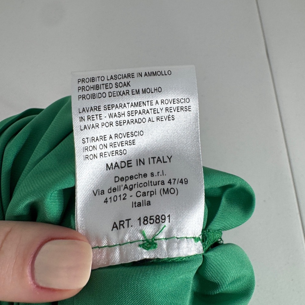 Aniye By Jabot Dress Womens IT40 Green Satin‎ Draped Mini Coquette Euro Summer - Picture 13 of 14